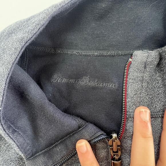 Tommy Bahama Sweater Mens Large Blue Reversible Half Zip Pullover Cotton Blend - Picture 3 of 9
